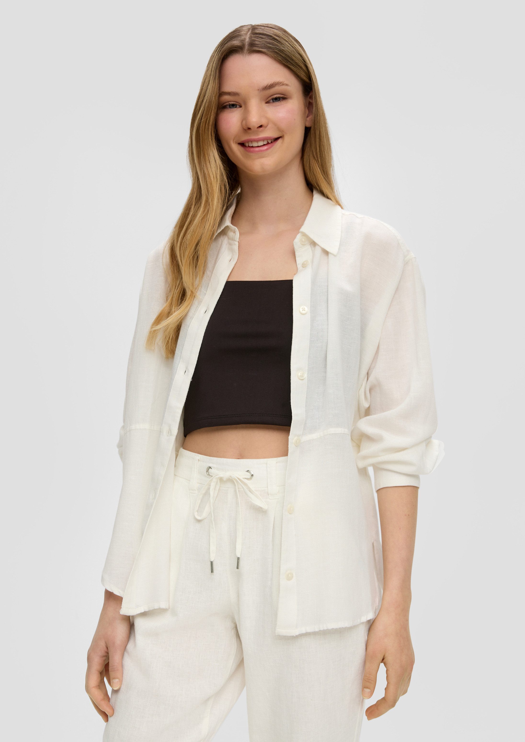 QS Langarmbluse Bluse Oversized Bluse aus Viskosemix