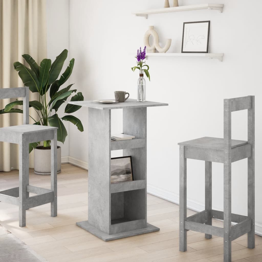 vidaXL Esstisch Bartisch mit Ablagen Betongrau günstig online kaufen