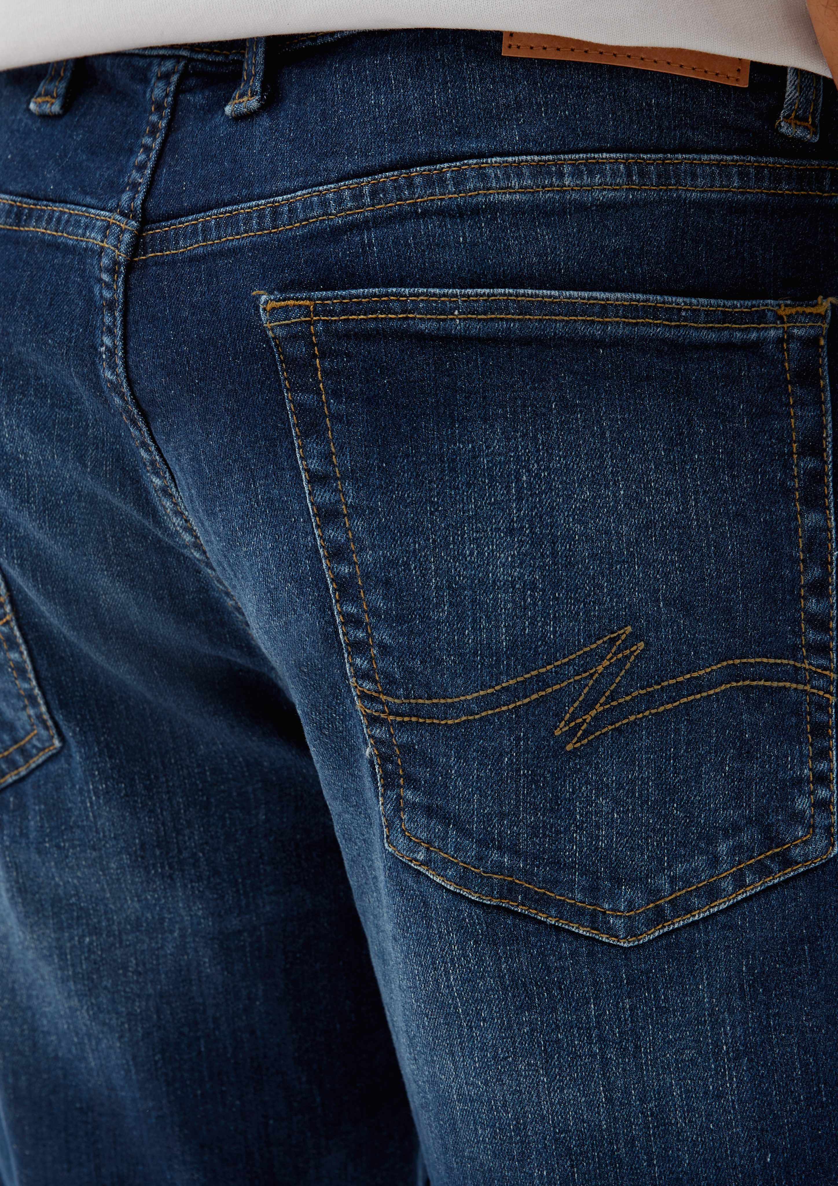 / Waschung Fit Jeans-Bermuda Jeansshorts Regular Rise Mid Leg / John QS / dunkelblau Straight