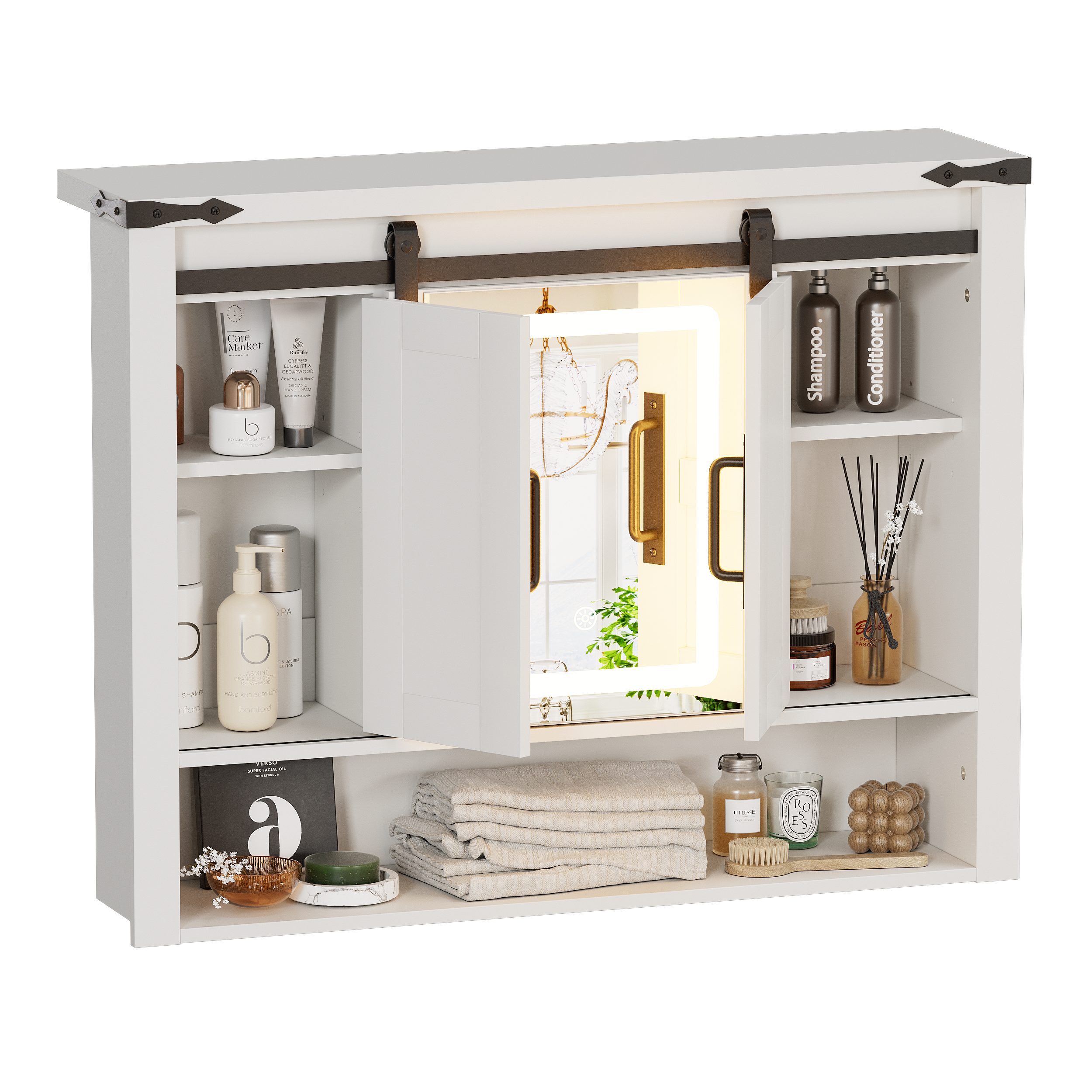 TWSOUL Spiegelschrank Wandschrank mit höhenverstellbaren Regalen, LED-Beleu günstig online kaufen