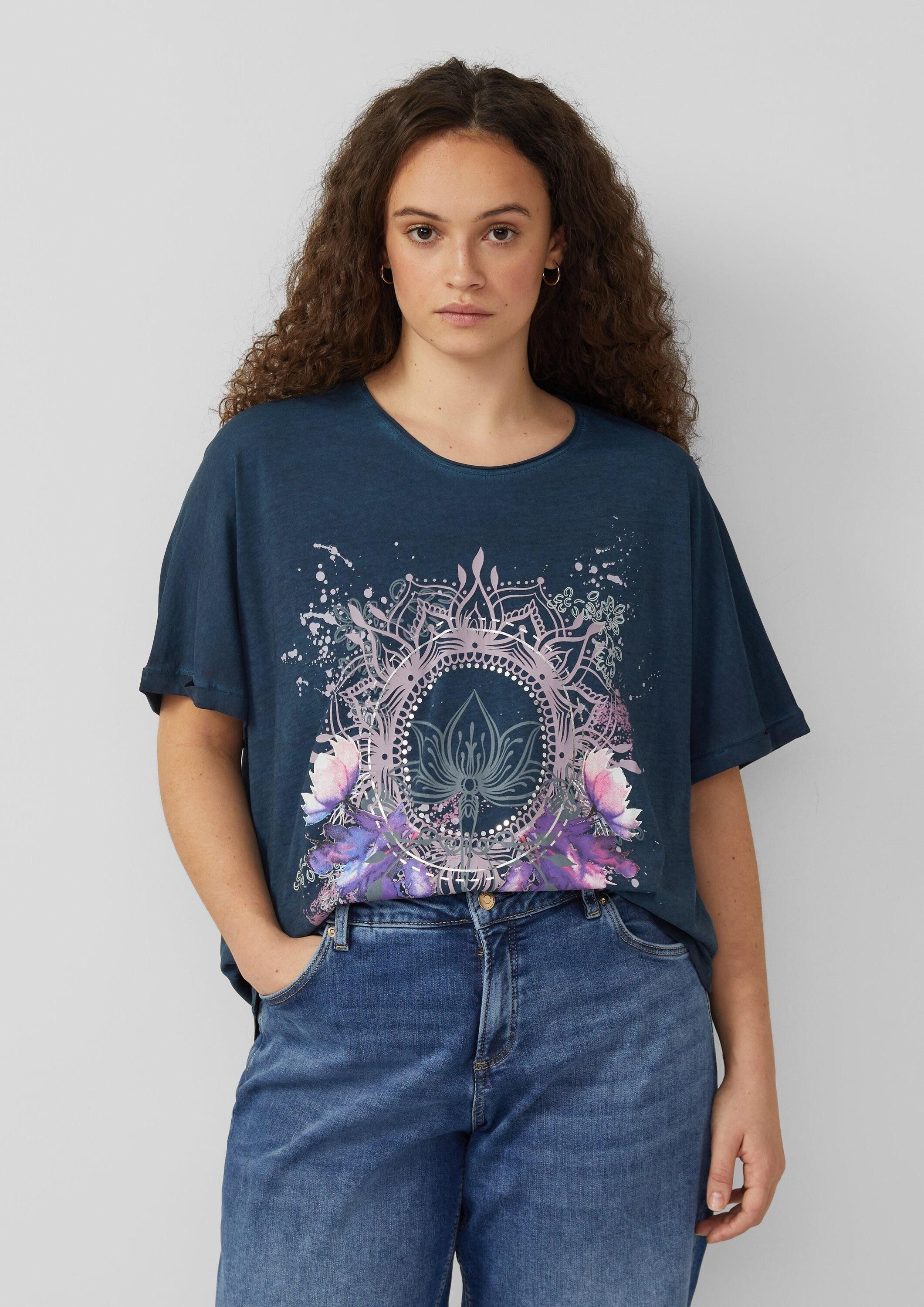 QS Kurzarmshirt T-Shirt T-Shirt mit Frontprint im Loose Fit und Fledermausä günstig online kaufen