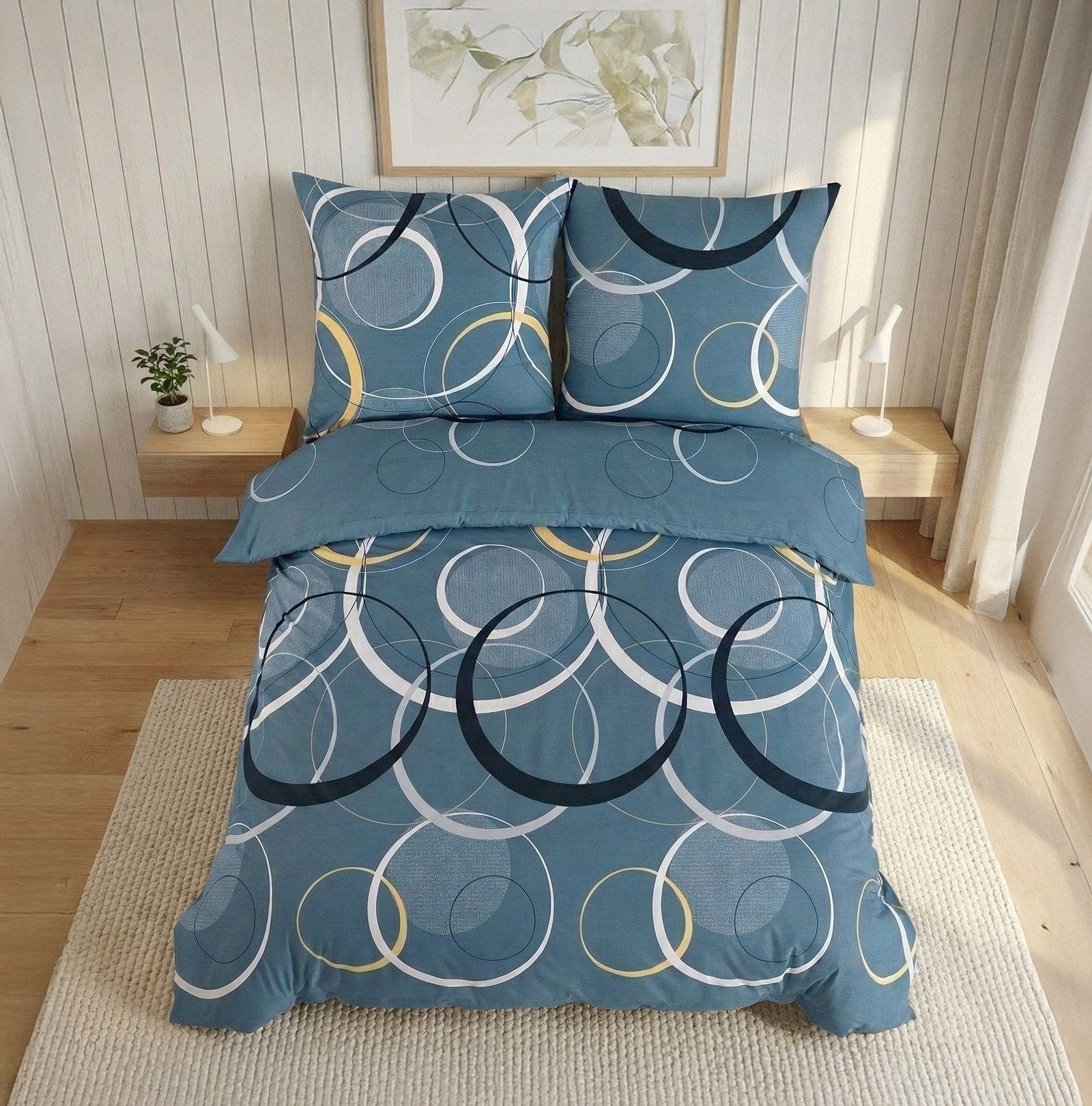 Buymax Bettwäsche Wave, Bettgarnitur, Bettbezug Set, Renforcé, 2 teilig, 100% Baumwolle