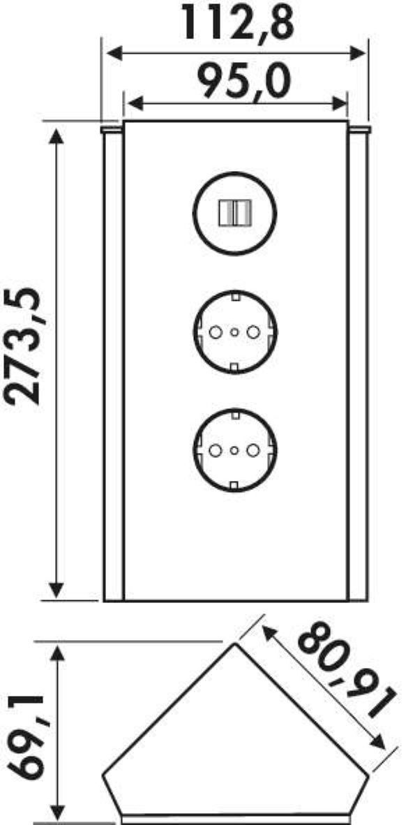 Naber Mira Eck Glas USB A Edelstahl/Glas schwarz 7053124 Mehrfachsteckdose, USB A