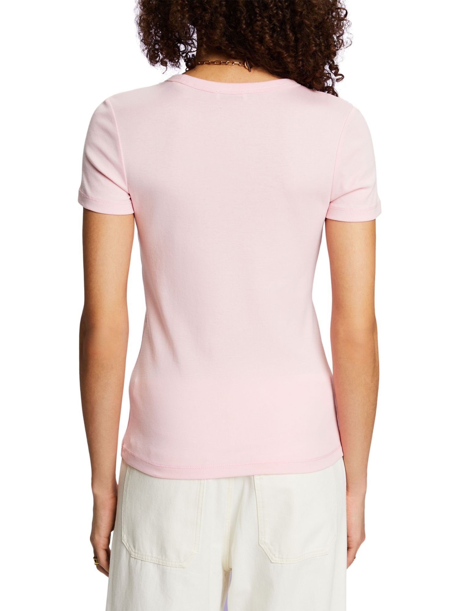 Kurzärmliges PASTEL Baumwoll-T-Shirt Esprit T-Shirt (1-tlg) PINK