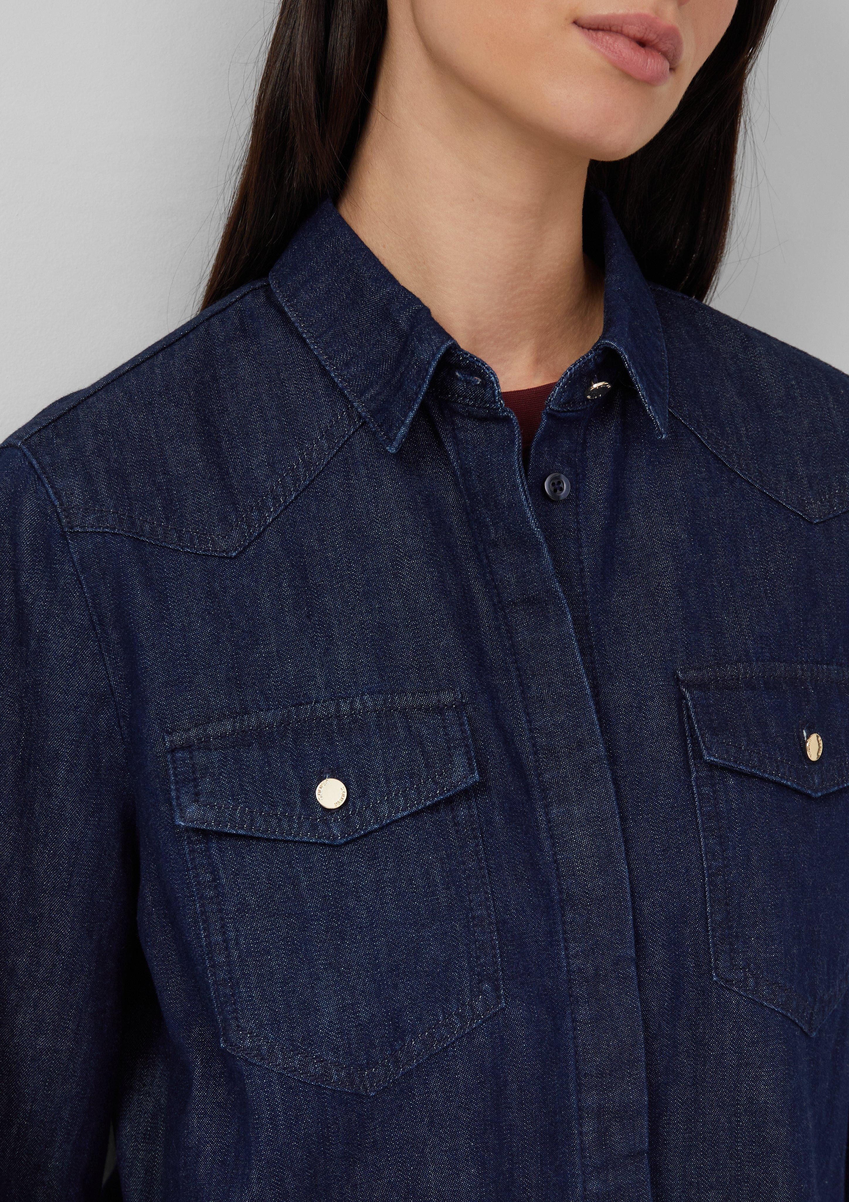 s.Oliver Langarmbluse Denim-Bluse mit verdeckter Knopfleiste günstig online kaufen