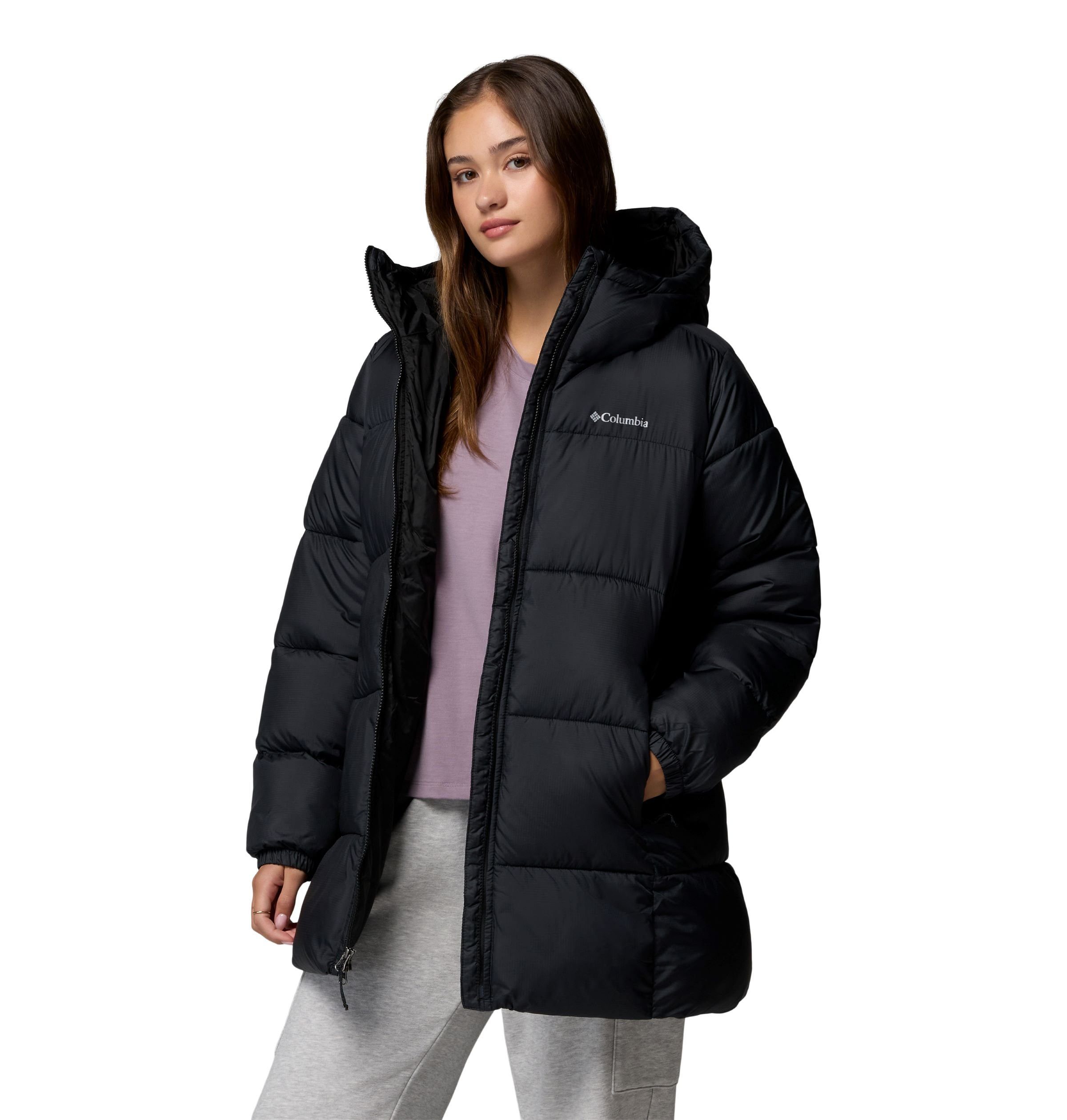 Columbia Winterjacke Puffect II Mid Hooded (Stepp, Thermarator™-Isolierung) schwarz Damen