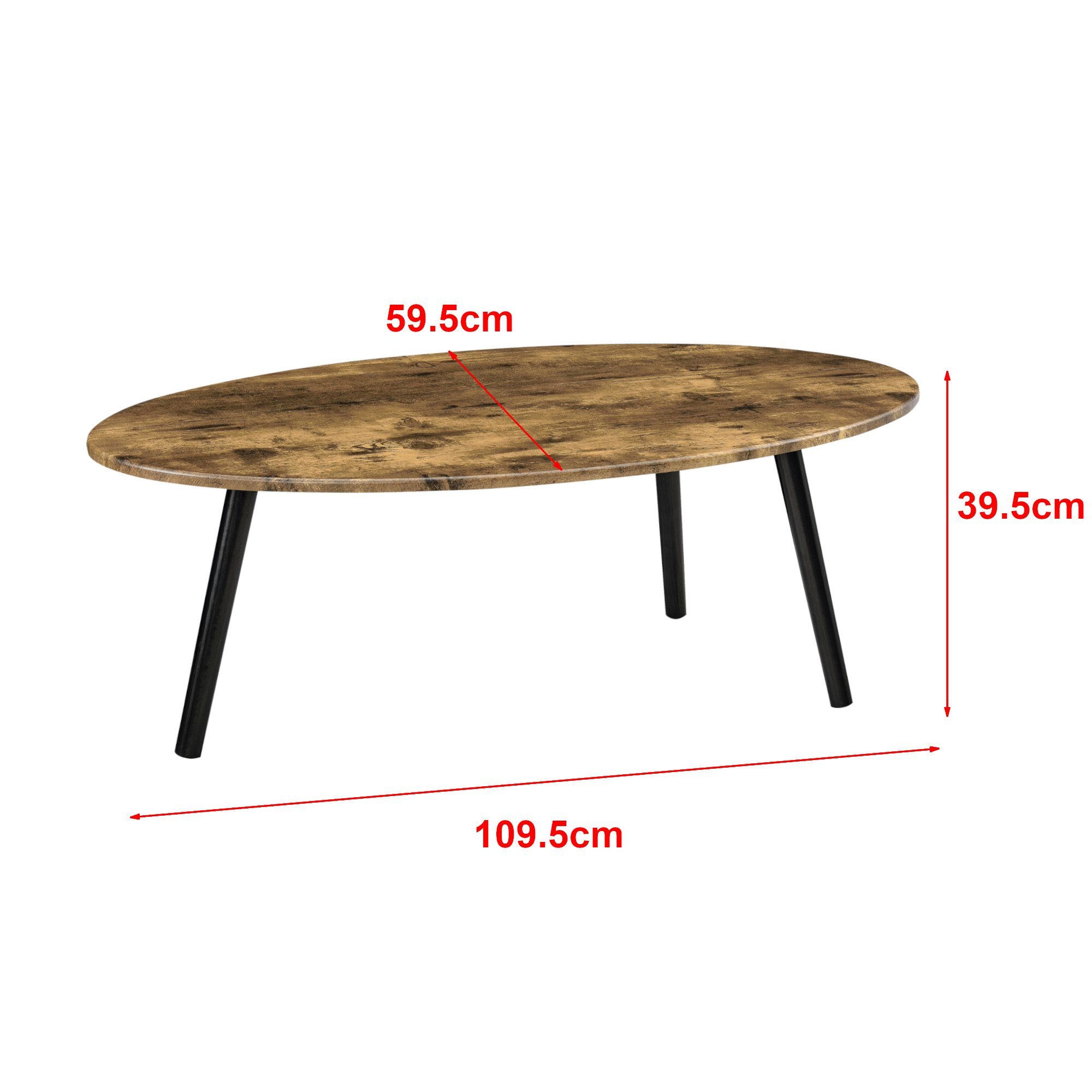 en.casa Couchtisch, »Viborg« Wohnzimmertisch 109,5x59,5x39,5cm Dunkler Holzton