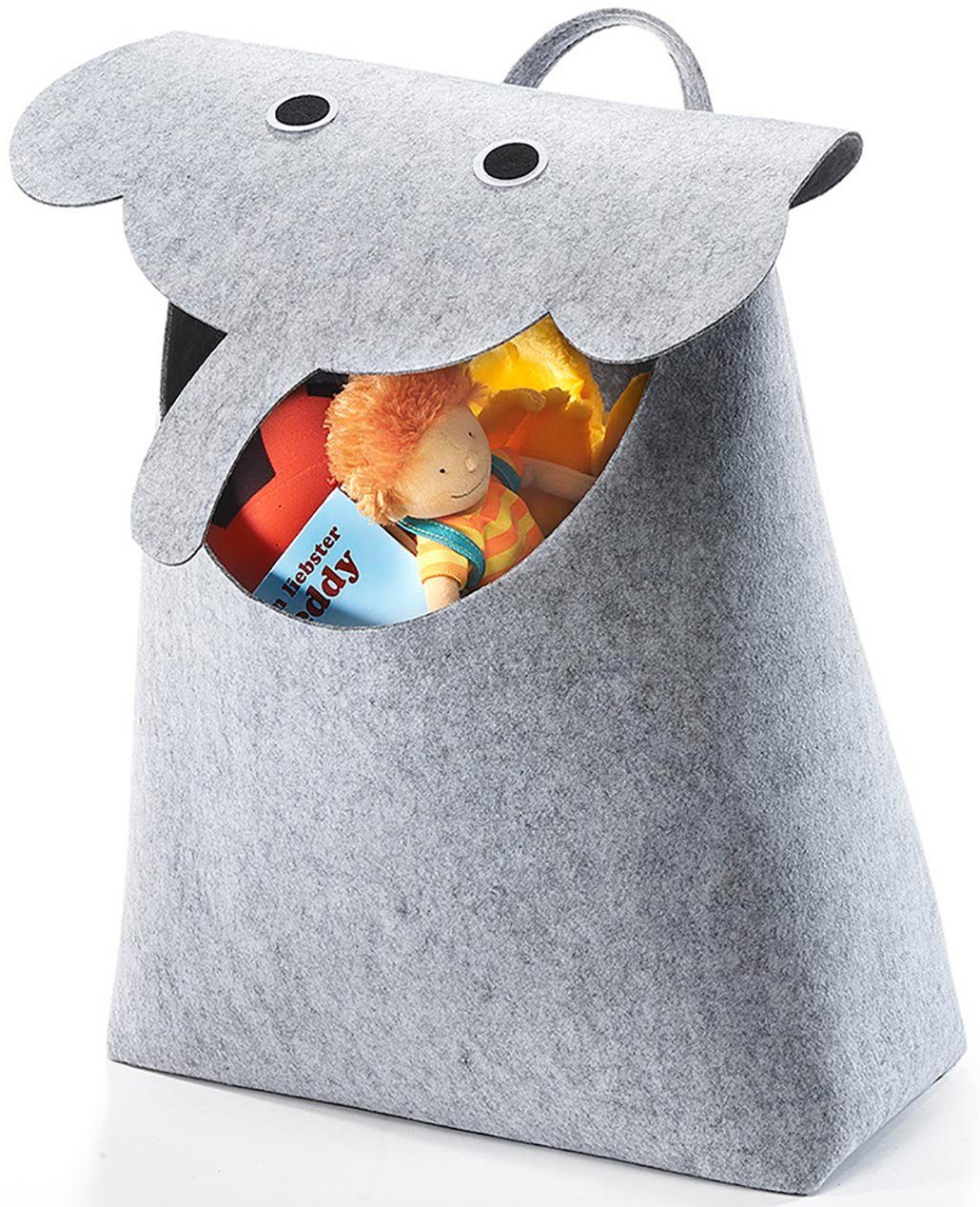Kobolo Aufbewahrungskorb Tasche - Spielzeugkiste Filz - Wäschebehälter Elefant aus