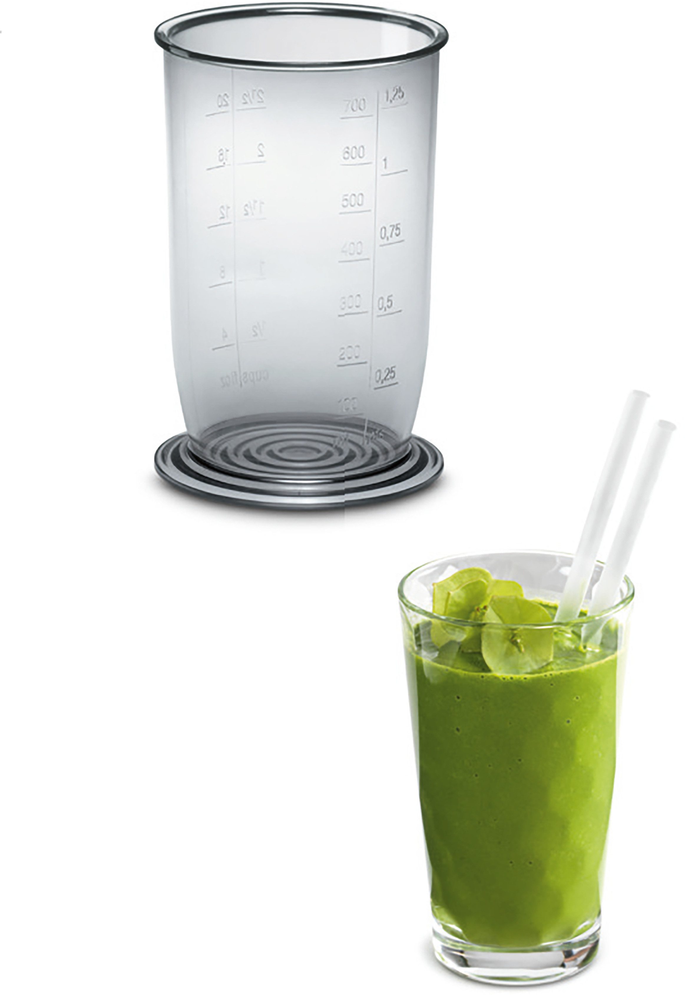 BOSCH Stabmixer CleverMixx MSM24100, Mixbecher, ergon. Griff, Made in Europe, weiß/rot, 400 W, schnelles Mixen auf Knopfdruck