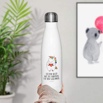 Mr. & Mrs. Panda Thermoflasche Einhorn Herz - Weiß - Geschenk, schlimm, Thermos, Edelstahl, Unicorn, Einzigartige Geschenkidee