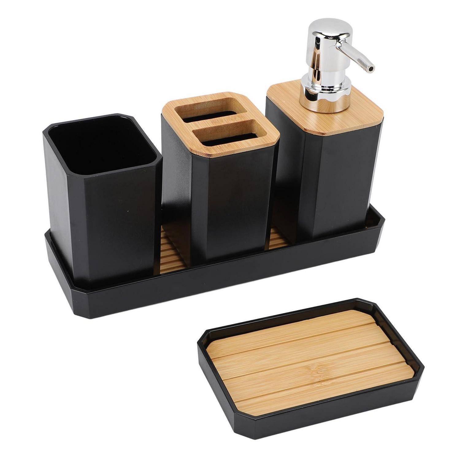LuxusKollektion Badaccessoire-Set Badezimmer-Set 5-teilig Boho Bambus