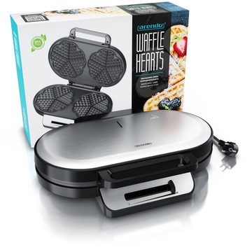 Arendo Waffeleisen, 1200 W, Waffelautomat – 2 Waffeln à 14 cm- Antihaftbeschichtung – Herzwaffeln