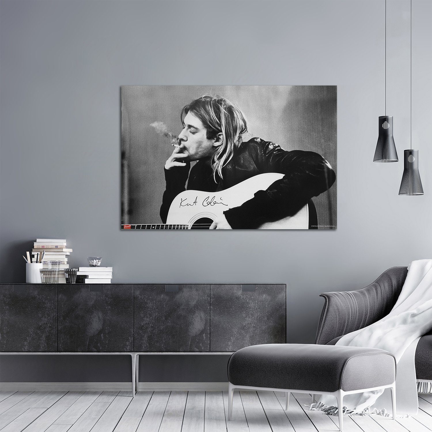 Close Up Poster Nirvana Poster Kurt Cobain Smoking & Guitar 91,5 x 61 cm