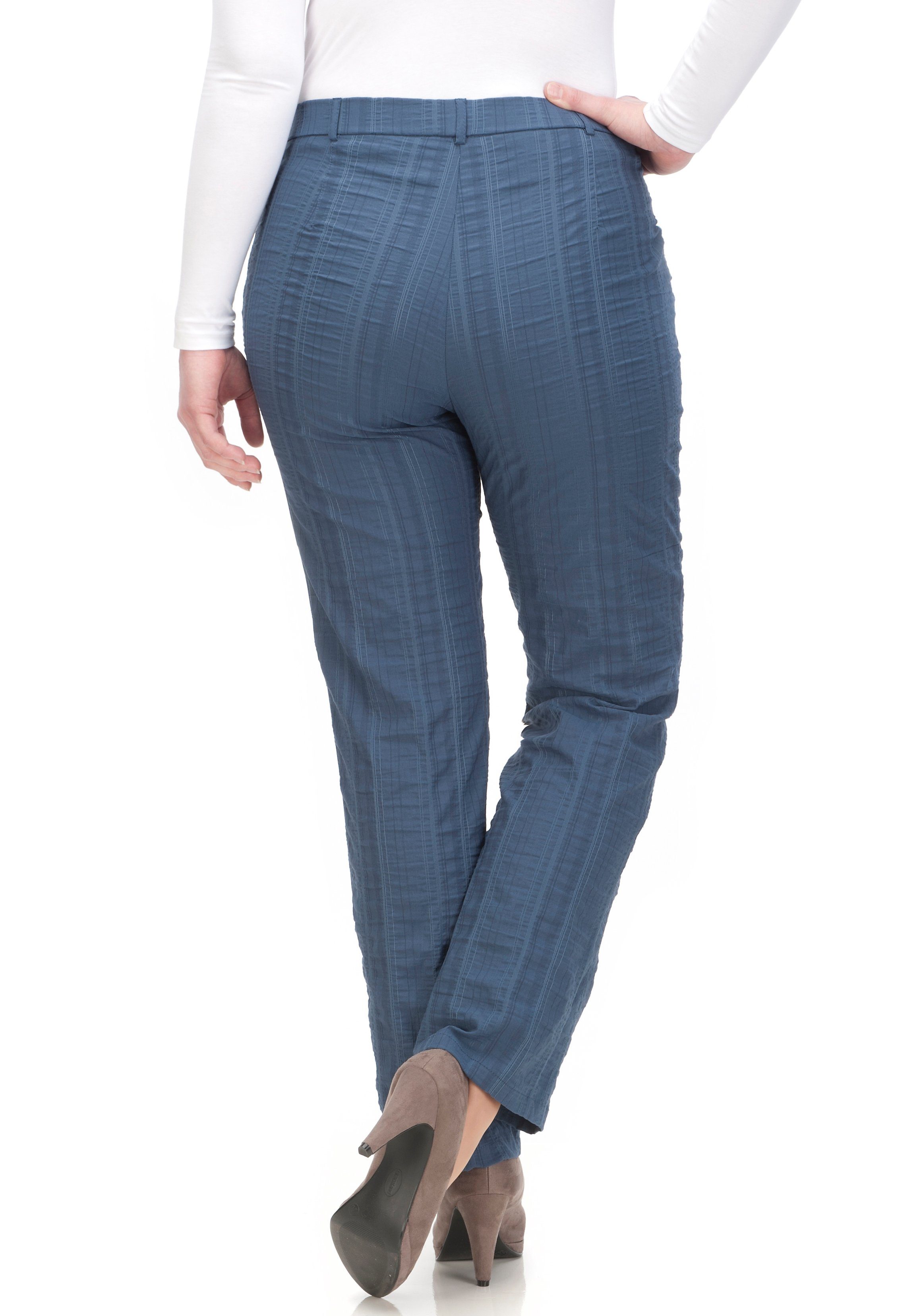 KjBRAND Stoffhose Bea optimale Quer-Stretch Passform gestreift mittelblau in