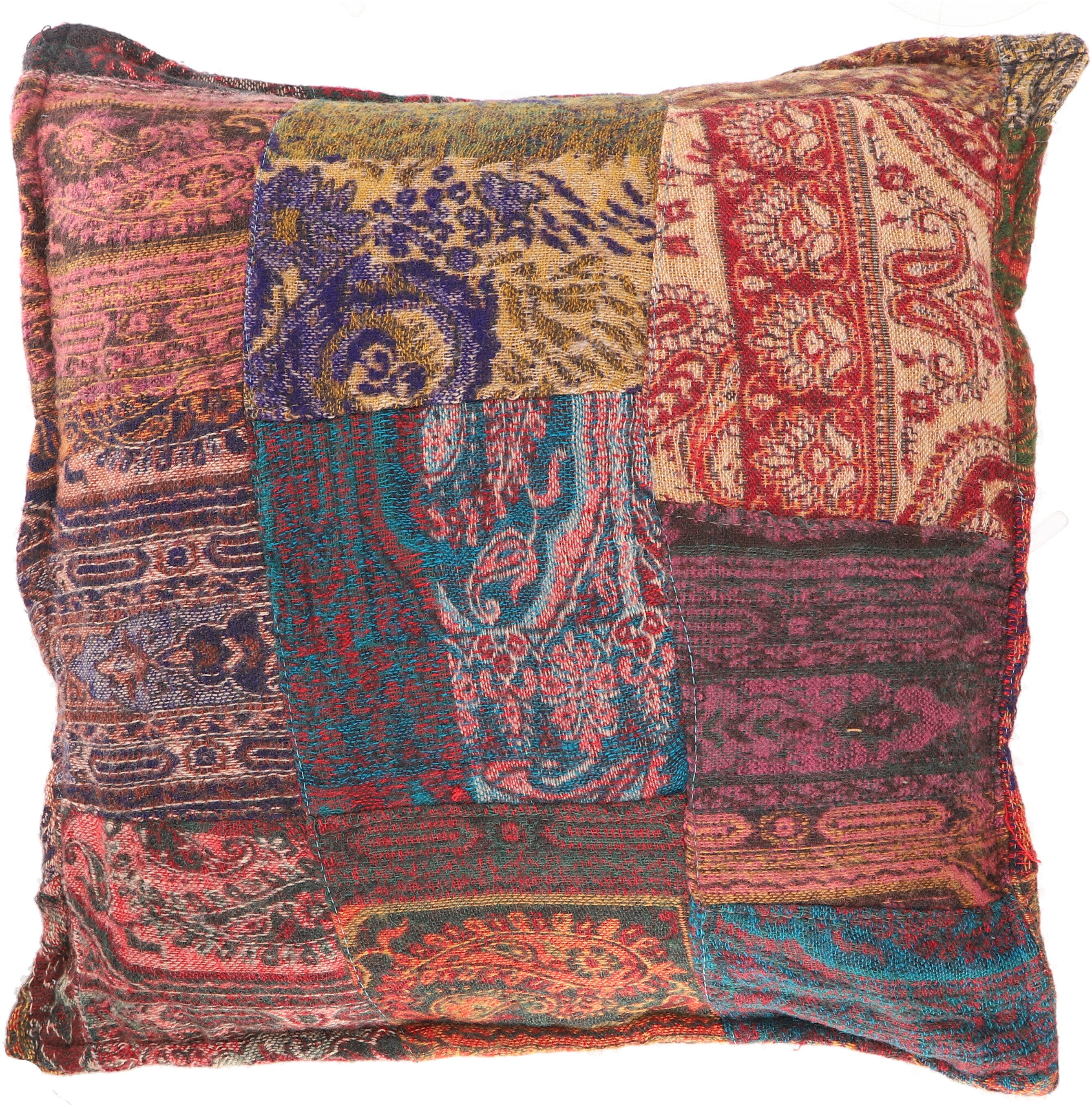 Guru-Shop Kissenbezüge Flauschige Patchwork Boho Kissenhülle,..