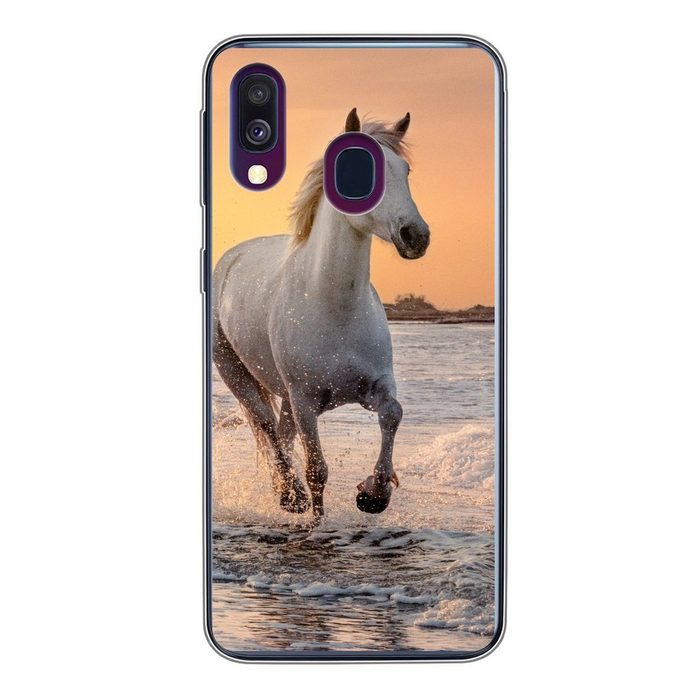 MuchoWow Handyhülle Pferde - Sonne - Meer - Strand - Tiere Handyhülle Samsung Galaxy A40 Smartphone-Bumper Print Handy