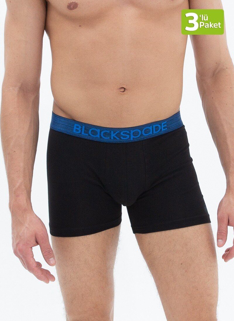 BlackSpade Boxer Herren Boxer Shorts 3er-Pack - Grau Blau Schwarz – Bild 4 von 5