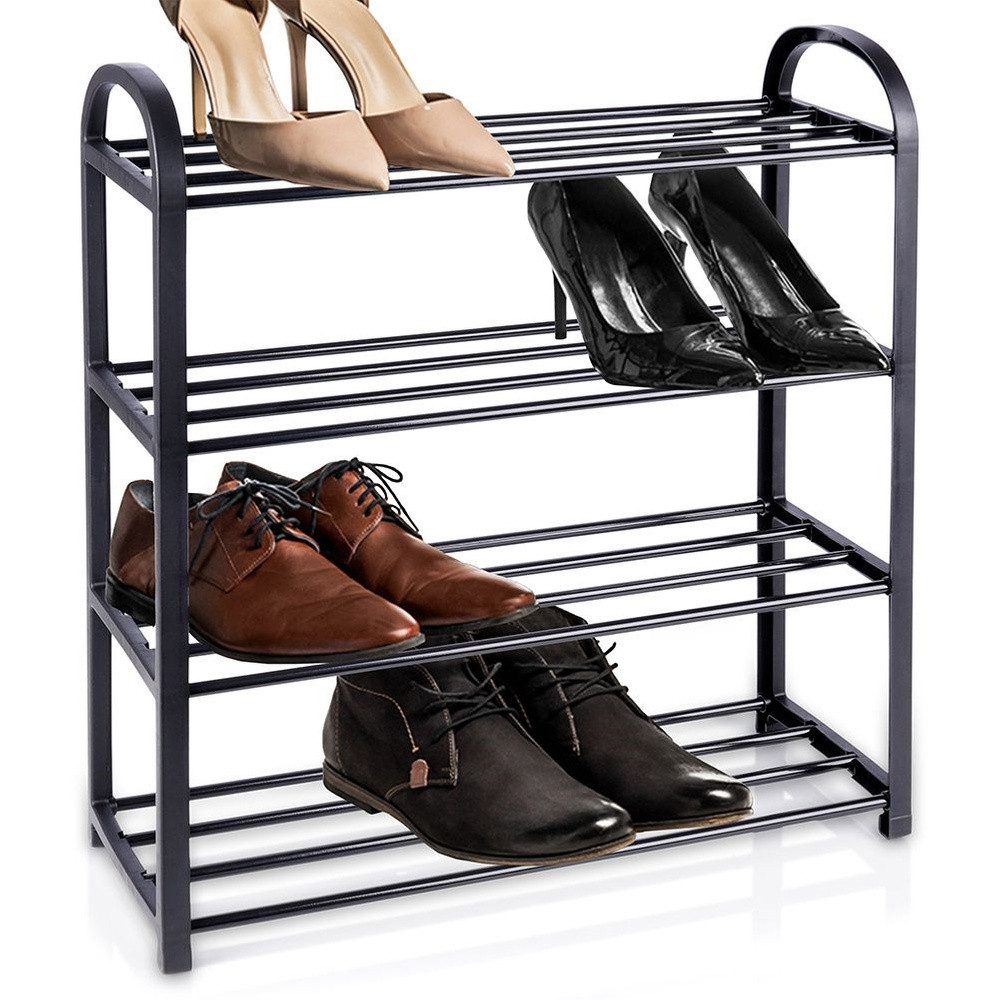 Vilde Schuhregal Metall mit 4 Ebenen und Kunststoffseiten, 49,5 x 18,5 x 56,5 cm, pulverbeschichtet, stabil