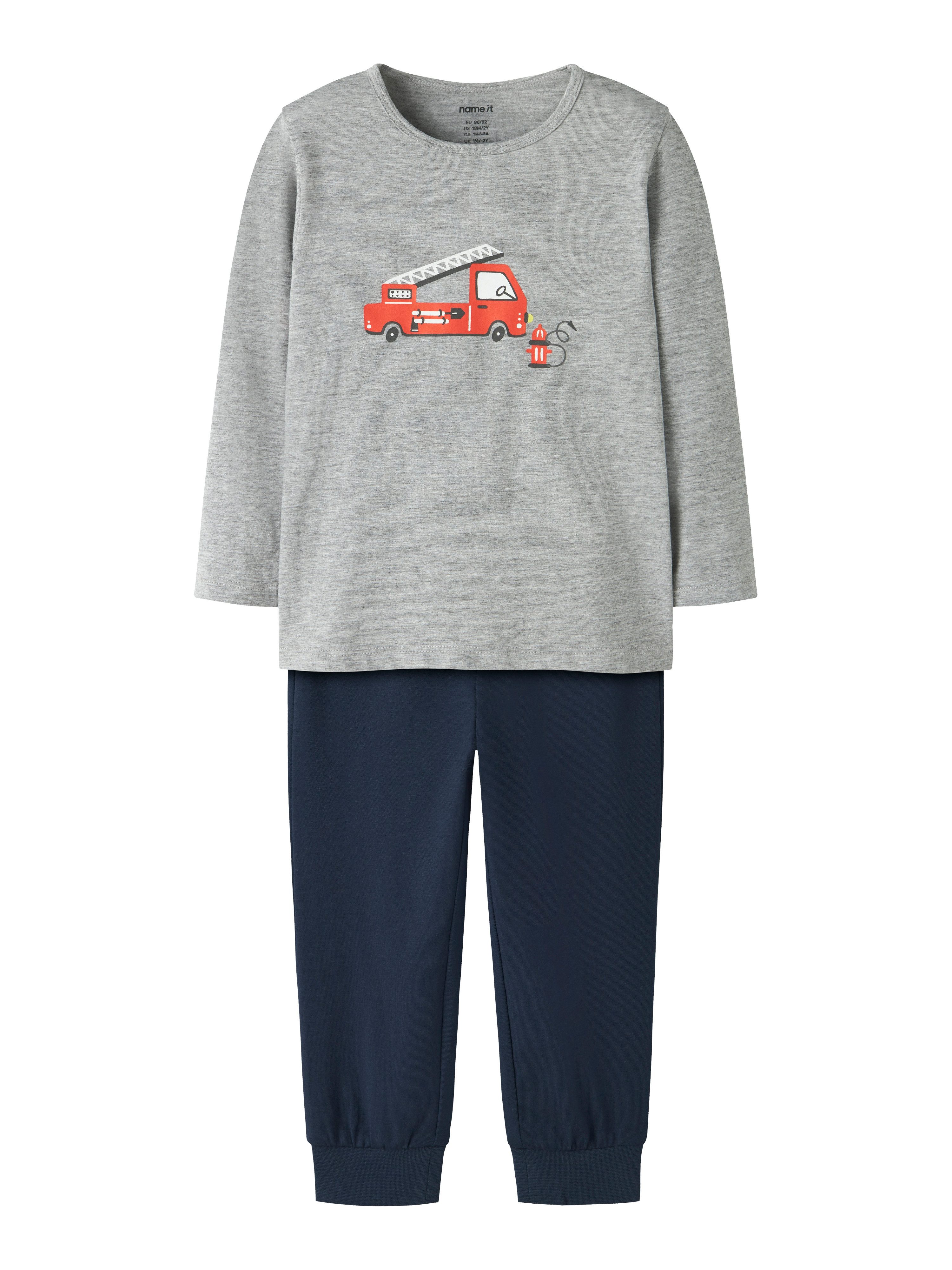 Name It Schlafanzug NMMNIGHTSET GREY FIRETRUCK NOOS (Set, 2 tlg)
