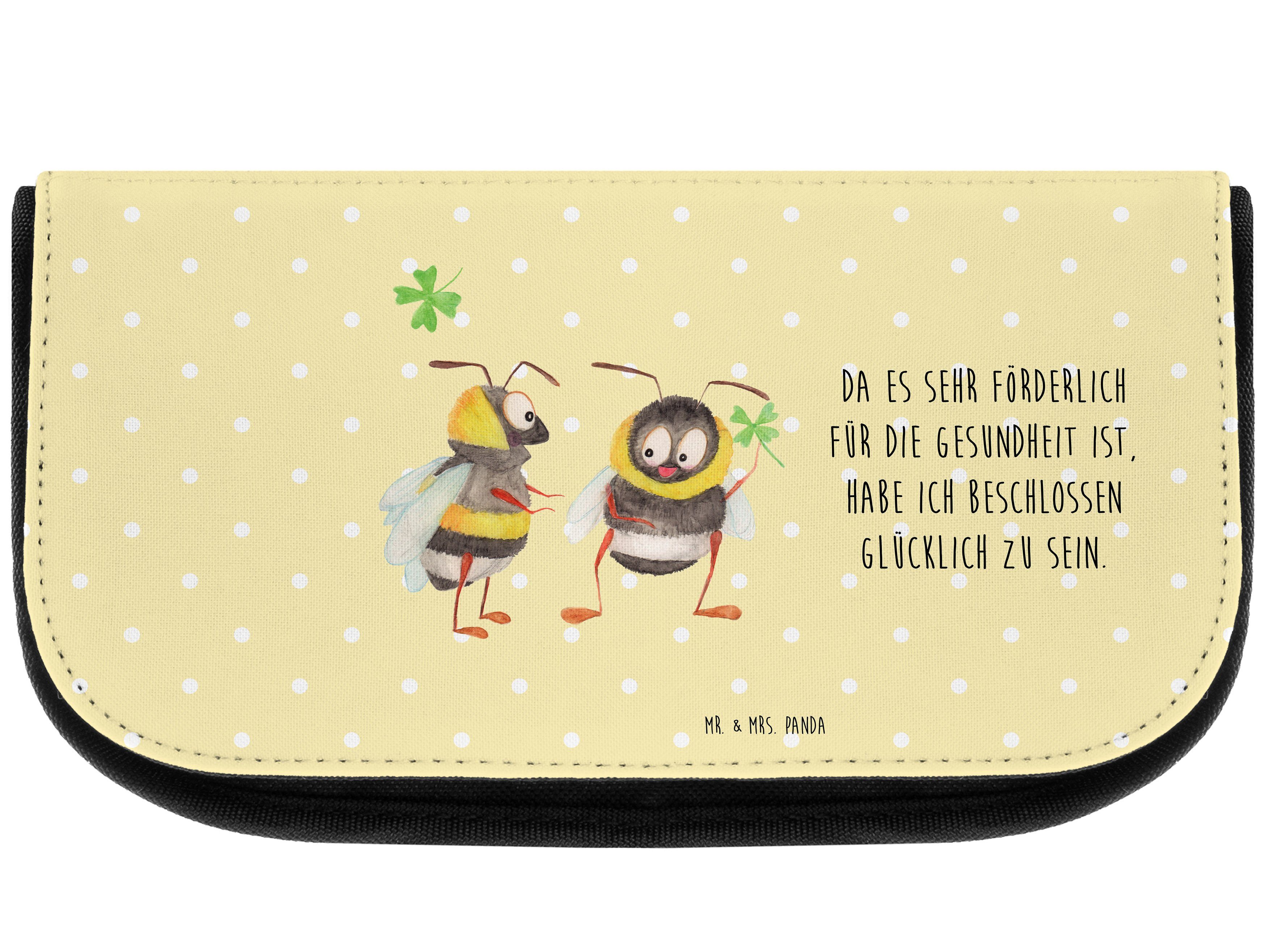 Geschenk, Mr. Schminkt (1-tlg) Mrs. Tiermotive, mit Pastell - Panda Kleeblatt - Hummeln & Gelb Kosmetiktasche