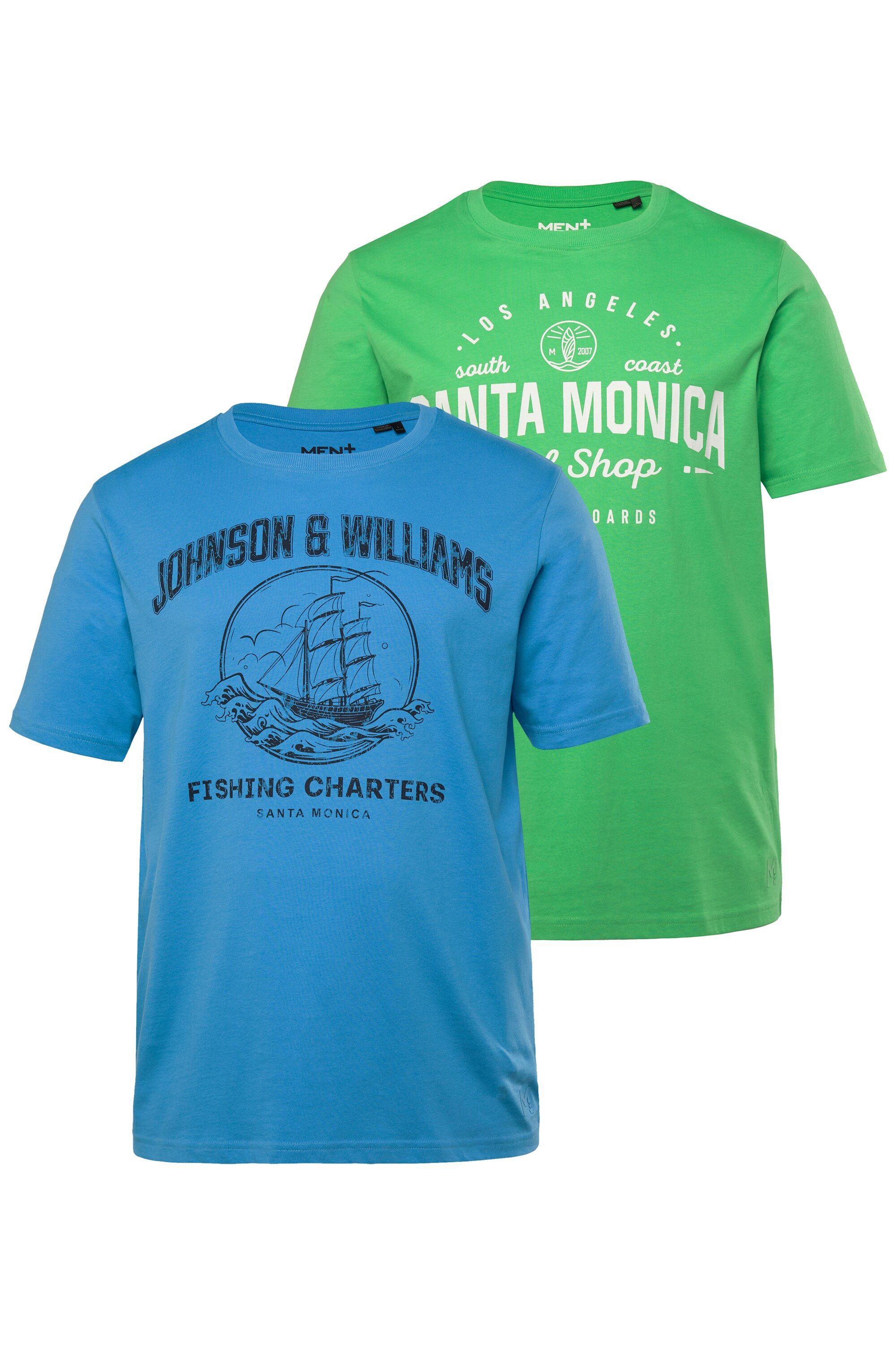Men Plus T-Shirt T-Shirts Halbarm 2er-Pack Brustprint