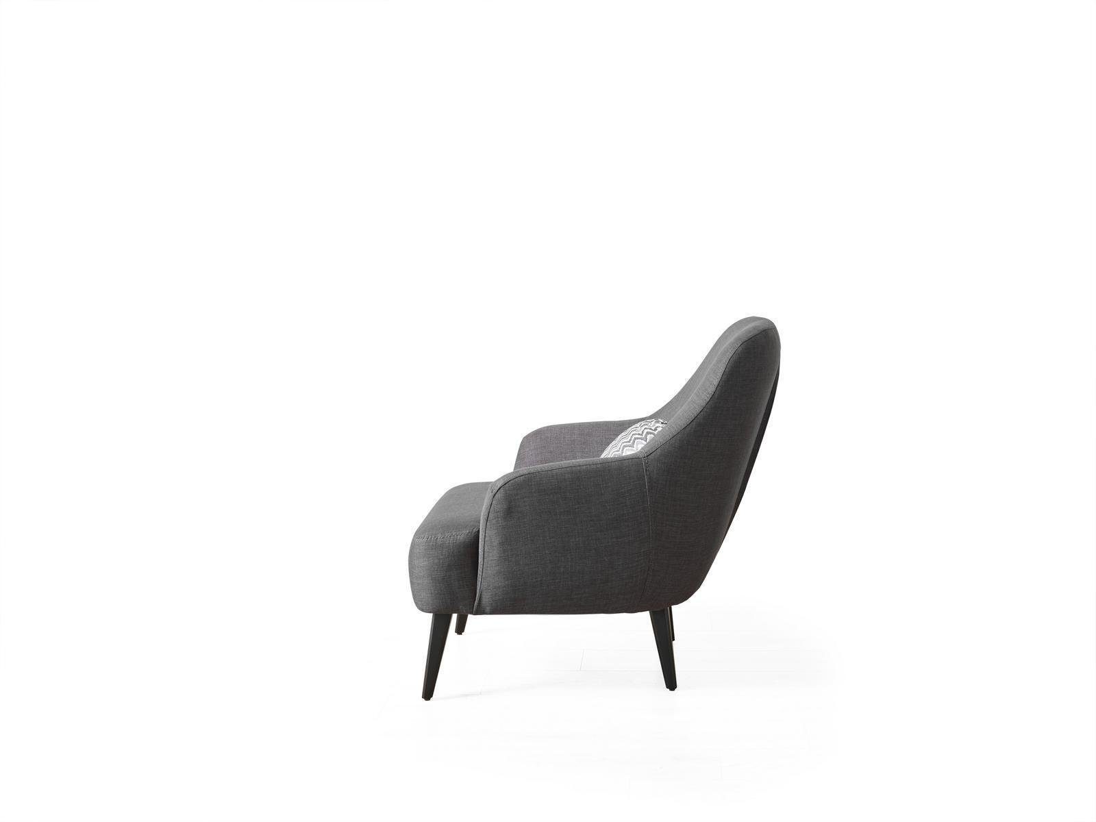 Sessel in Wohnzimmer Sessel), Grau Design Ohrensessel Made JVmoebel Stoff Europe (1-St., Sessel Polyester