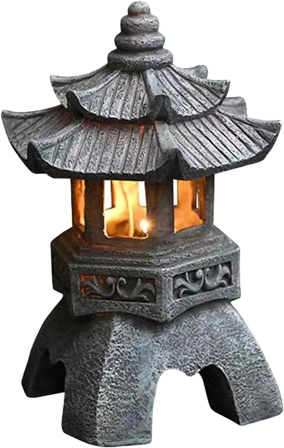 DOPWii Gartenleuchte Solar-pagoden-laterne,Japanische Stil, rost-,wetter- und UV-beständig Scharf