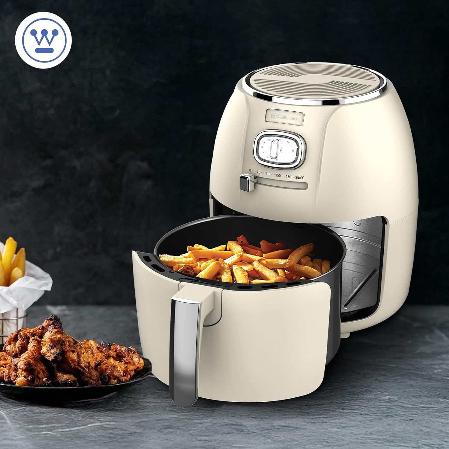 Westinghouse Heißluftfritteuse Retro-Serie 4 l 1500 W mit Digital-Timer, 1500,00 W, digitaler Timer, Antihaftkorb, spülmaschinengeeignete Teile