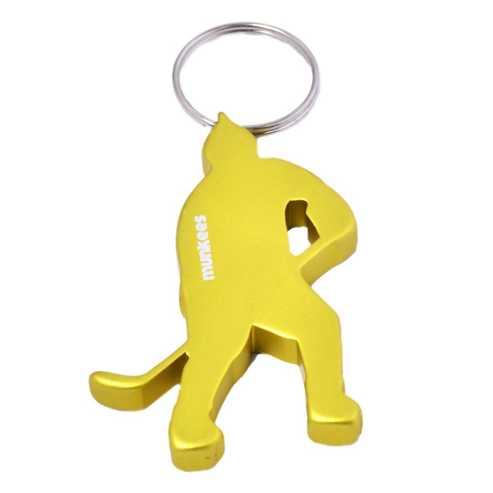 Munkees Flaschenöffner Flaschenöffner Eishockeyspieler Figur gelb, Aluminium, handlich (Packung, 1-tlg), eloxiertes Aluminium, Flaschenöffner, Schlüsselanhänger