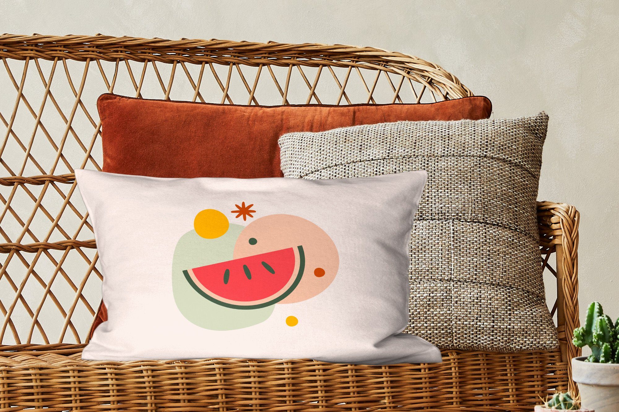 MuchoWow Dekokissen Wassermelone Schlafzimmer - - Zierkissen, mit Pastell, Füllung, Obst Dekoration, Wohzimmer Dekokissen