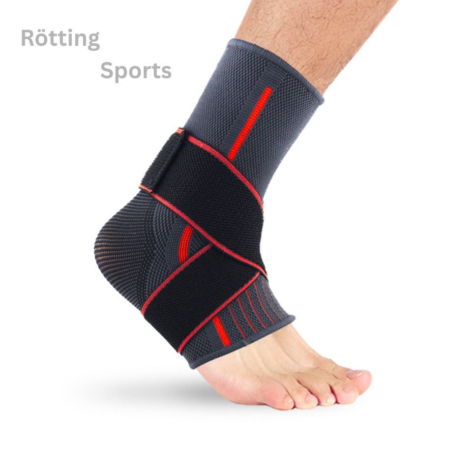 Rötting Design Sprunggelenkbandage Sprunggelenkbandagen Fußgelenkbandage Knöchelbandage Fußbandage (Rötting Sports), atmungsaktiv, Farbe rot/schwarz, verschiedene Größen