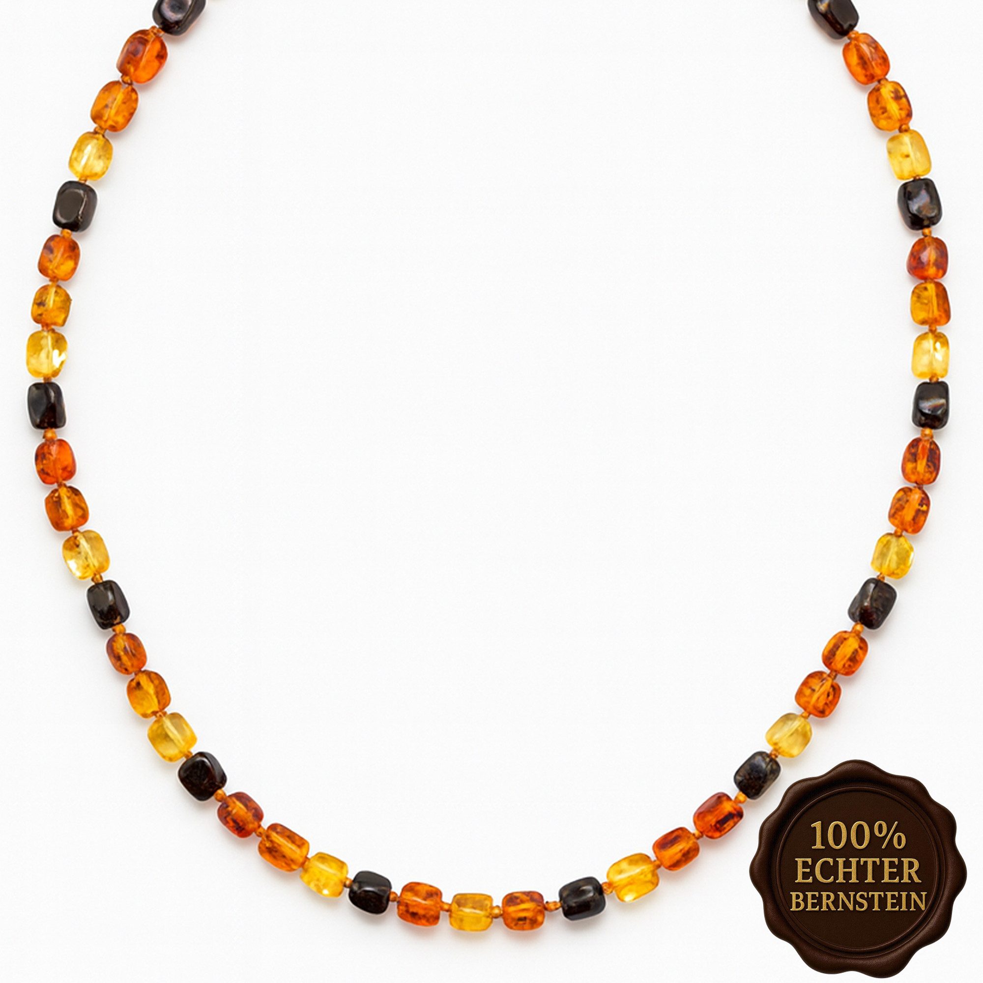M-Punkt24 Collier Bernstein (Halskette, 45cm, Echter Bernstein, Partner-Look, inkl. Etui), Damen und Herren - Unisex Schmuck