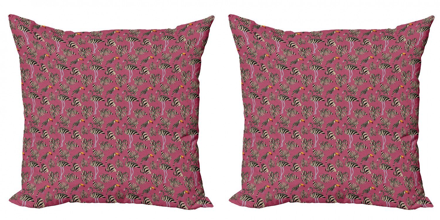 Toucan Kissenbezüge (2 Abakuhaus Flamingo Vogel Zebra Accent rosa Doppelseitiger Digitaldruck, Stück), Modern