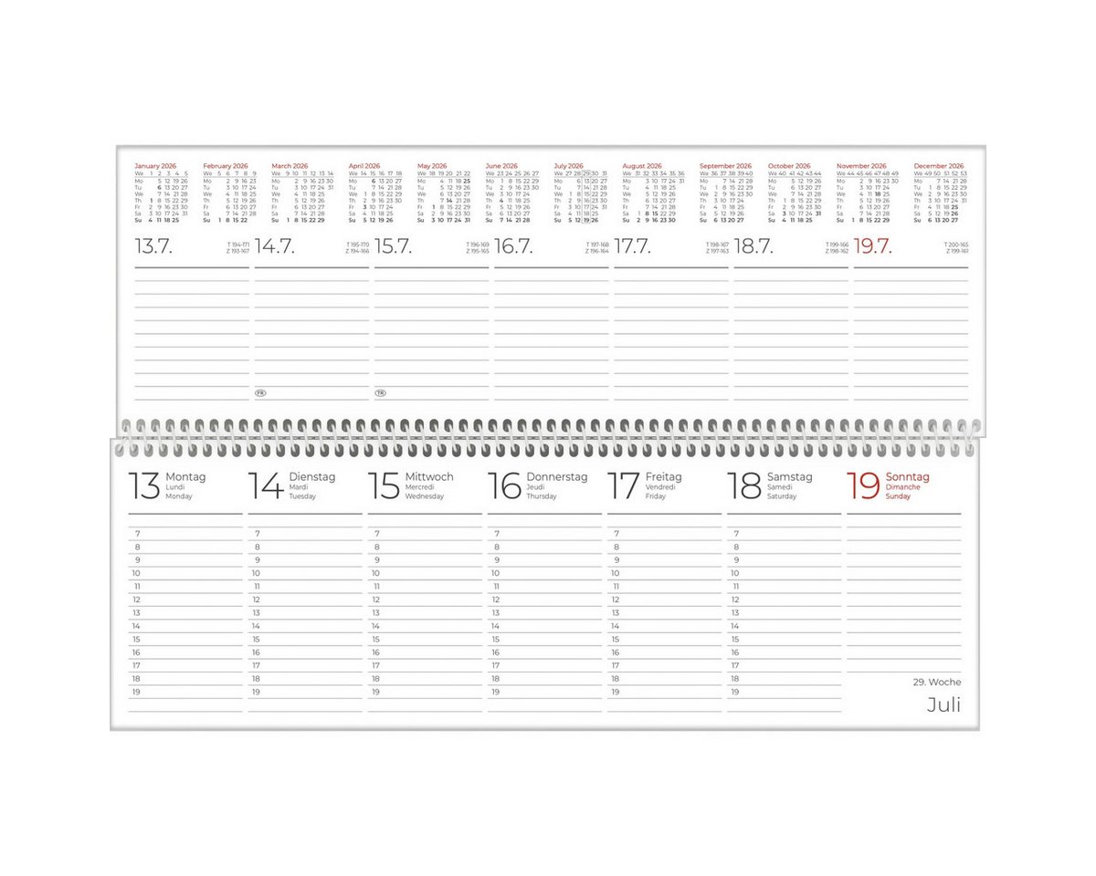 Thumbnail - ZETTLER Schreibtischkalender Tischquerkalender 116 29,6x9,9cm 1 Woche/2 Seiten blau 2026.