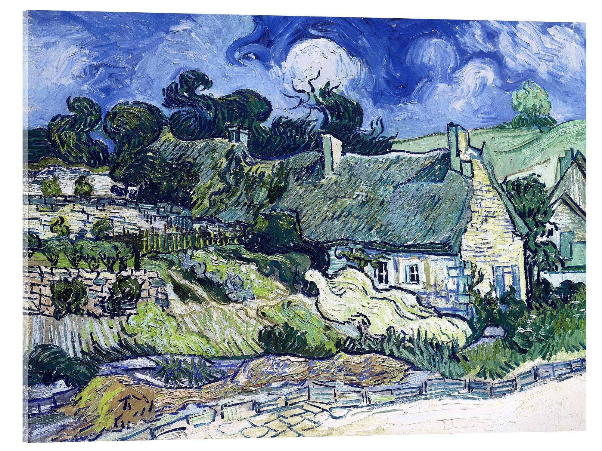 Posterlounge Wandbild Strohgedeckte Häuser in Cordeville, Vincent van Gogh, erhältlich als Poster, Leinwandbild, Wandsticker oder Acrylglasbild