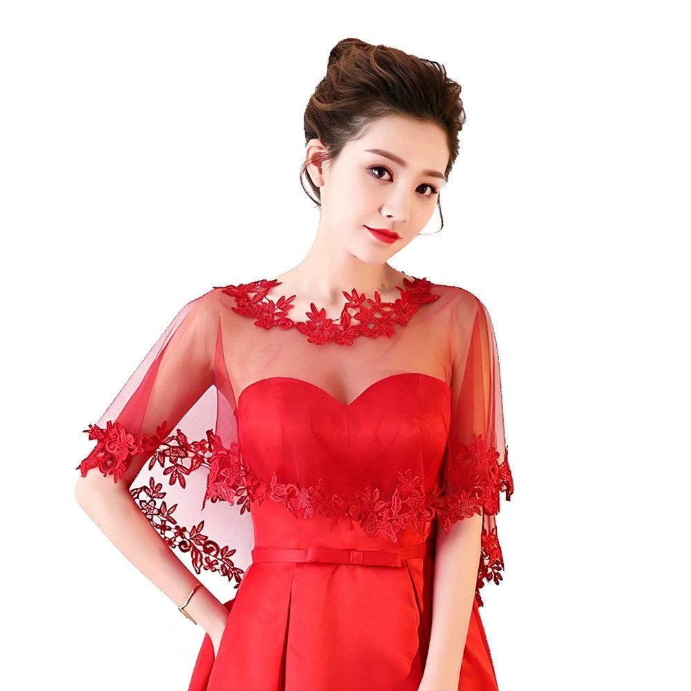 Zaewry Bolero Spitzen-Stola für Damen, transparenter Schal,Hochzeits-Cape Elegante Schulterjacke für Hochzeit, Brautmode & Abendkleid