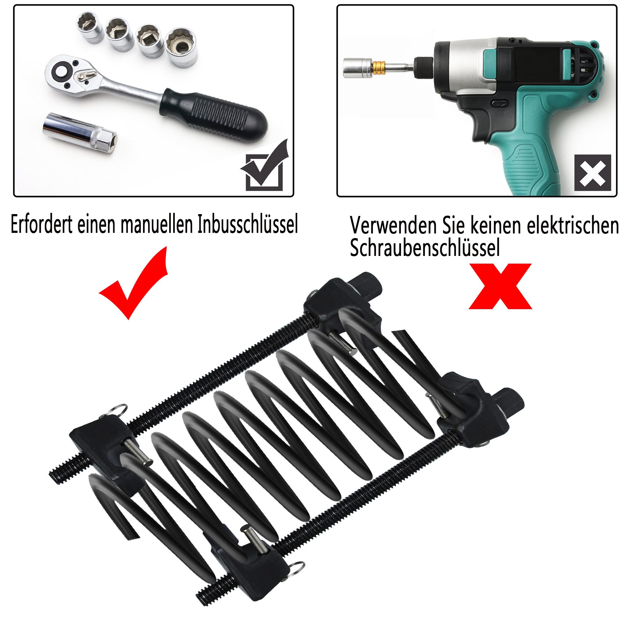 FIVMEN Montagewerkzeug Federspanner Werkzeug Auto Tuning Montagespanner, 2 TLG Spulenfeder Feder Spanner für Werkzeug Auto KFZ – Bild 5 von 5