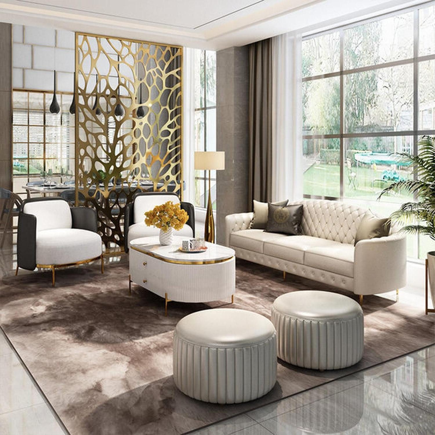 Xlmoebel Polstergarnitur Wohnzimmermöbel-Set mit elegantem Design: Sofa Couchtisch Hocker, (Sessel), Hergestellt in Europa