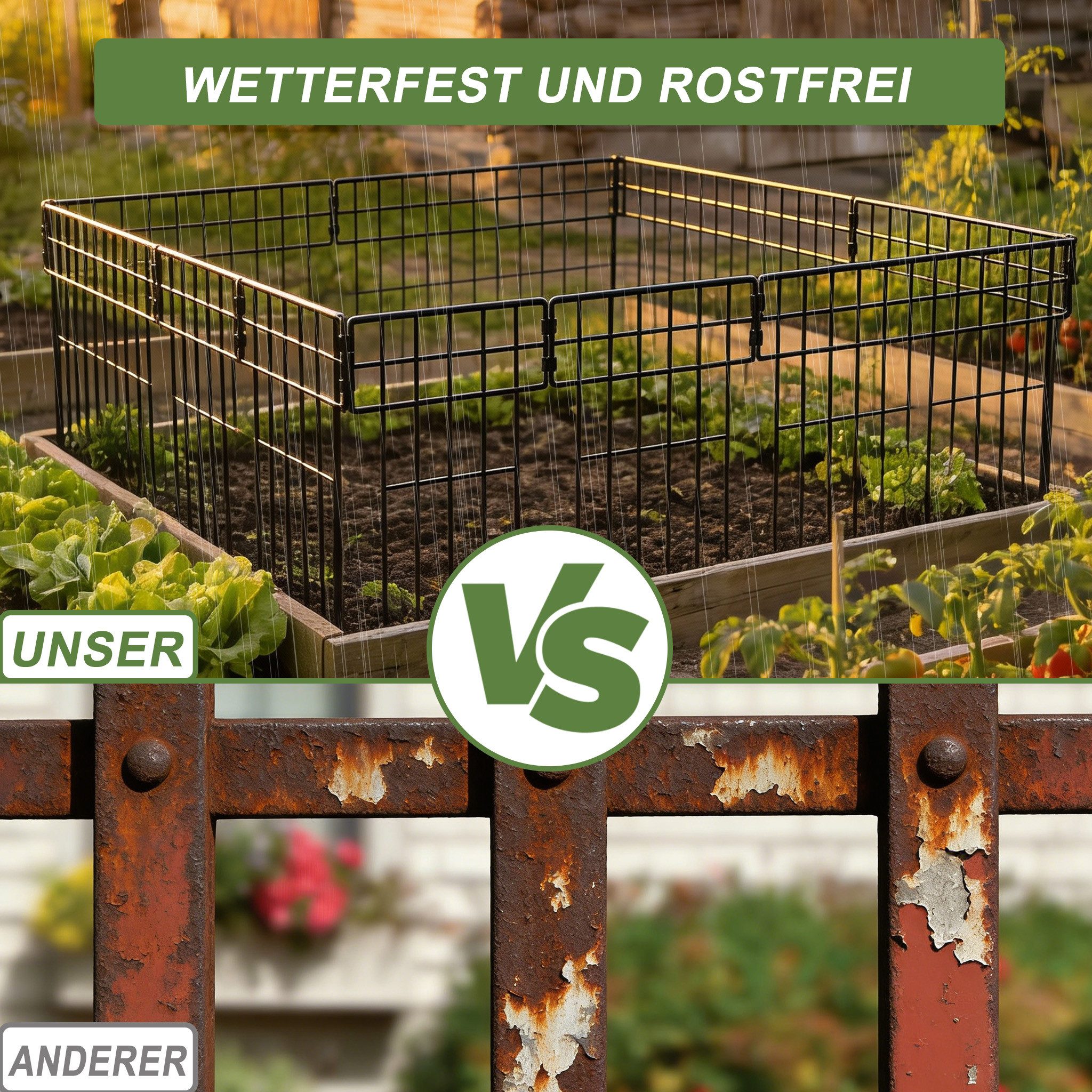 FIVMEN Gartenzaun Tierbarriere Zaun aus Metall Dekorativer Hundezaun Outdoor Tier, (10pcs/25pcs), Barriere für Bäume, Balkon 42 x 32cm (Rechtwinklig)