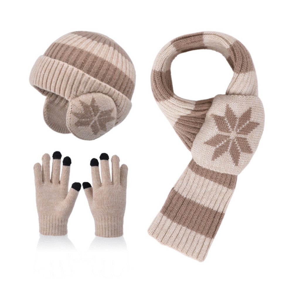 Blusmart Mütze & Schal Kinder Herbst/Winter Dreiteiliges Set aus Mütze, Schal und Handschuhen (Nackenschutz, Wärme und Windschutz, Weich und zart, farbecht und pillingfrei) Geeignet für Kinder von 4 bis 12 Jahren, Unisex.