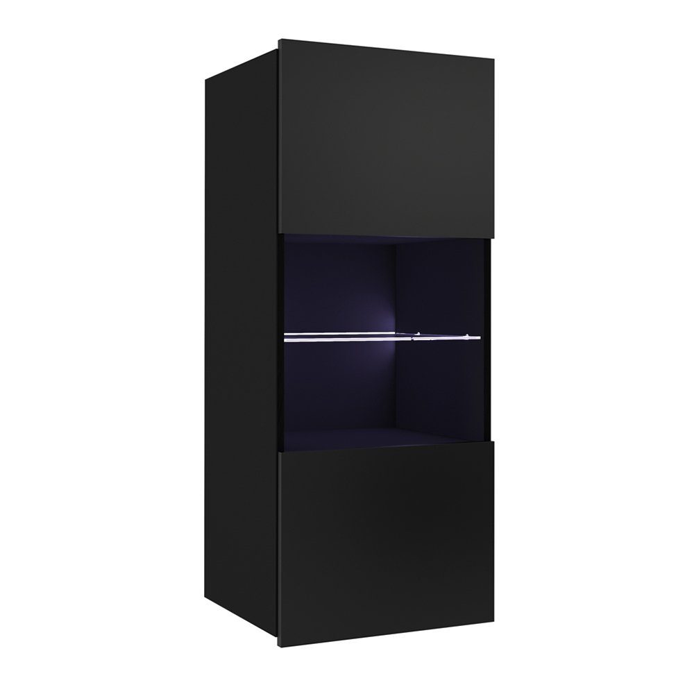 Lomadox Vitrine CAIRNS-132 in schwarz Hochglanz, Modern, grifflos günstig online kaufen