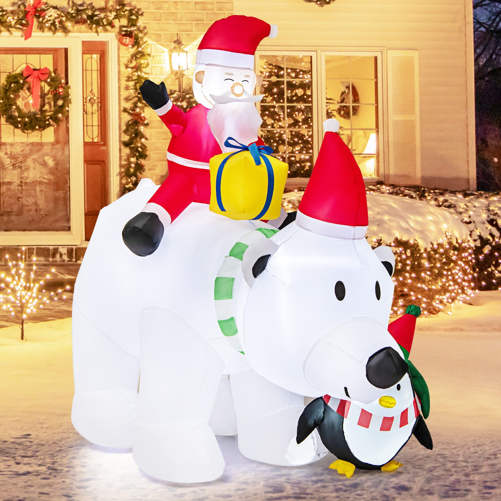 KOMFOTTEU Weihnachtsfigur, mit LED & wackelndem Kopf