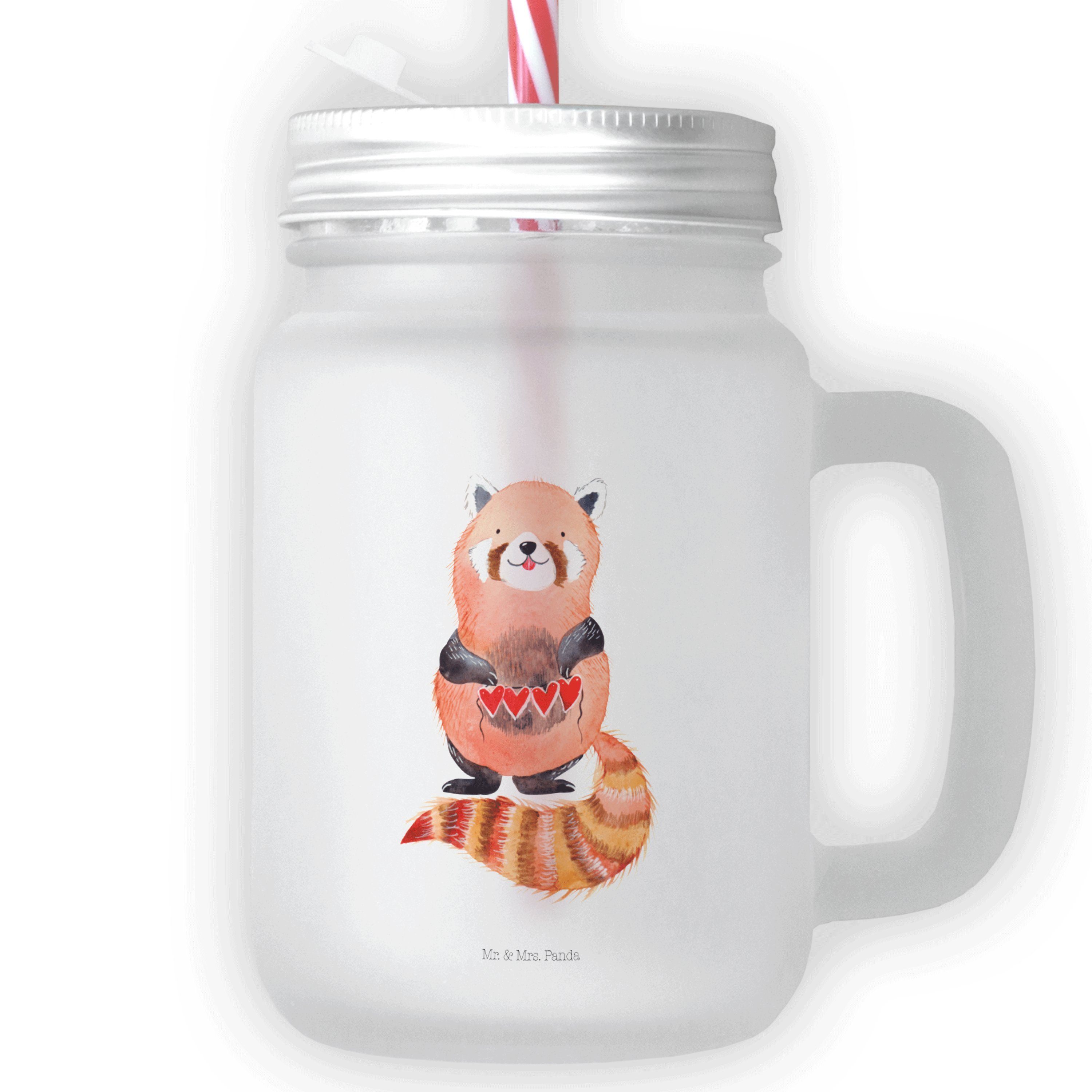 Mr. & Mrs. Panda Cocktailglas Roter Panda Transparent Geschenk