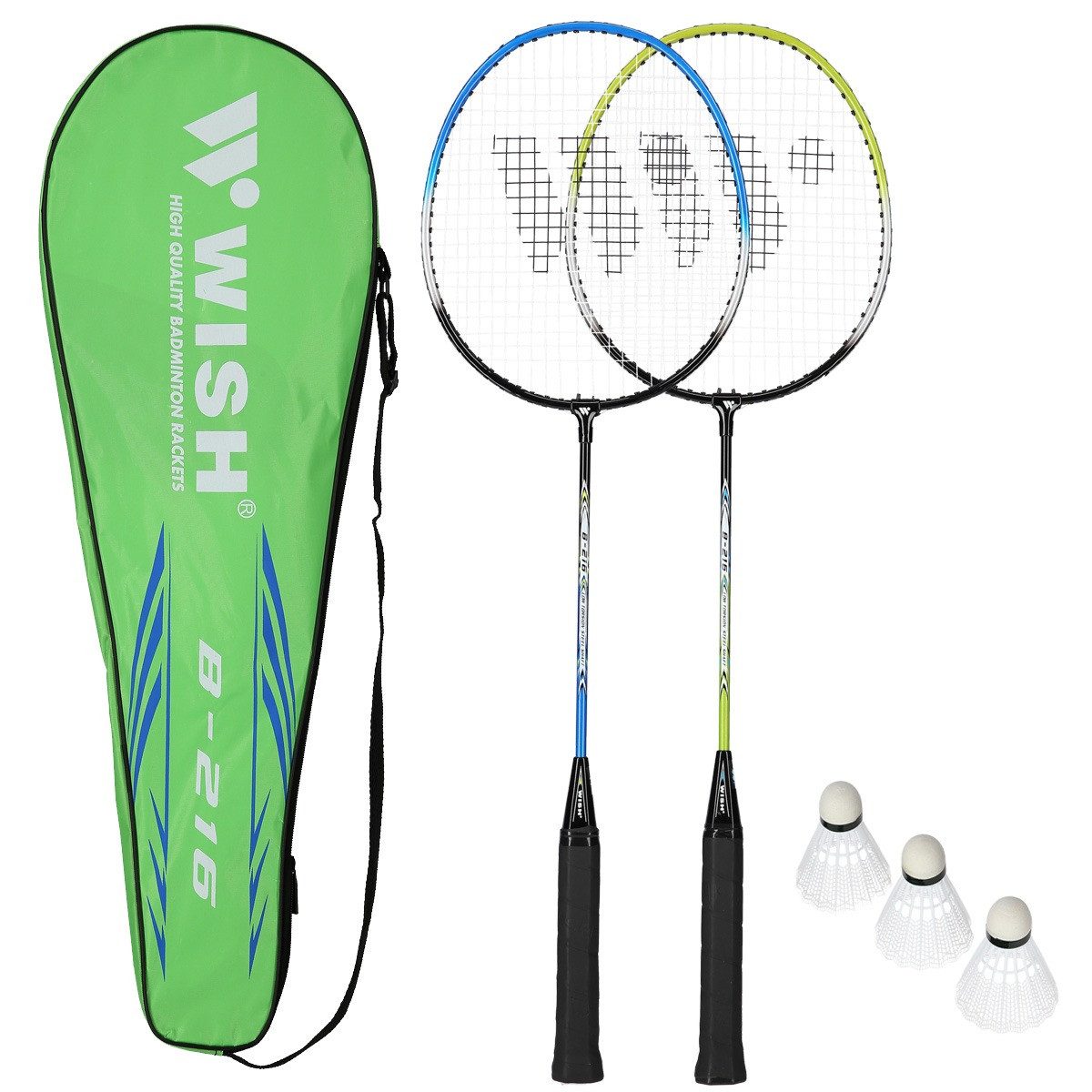 Badmintonschläger Badminton Schlägerset 2 Schläger + Federbälle + Hülle