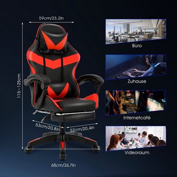 oyajia Gaming Chair Bürostuhl Ergonomischer Gaming Stuhl mit Lordosenstütze Computerstuhl, Verstellbare Massage Lendenkissen, Gamer Stuhl mit Höhenverstellbar
