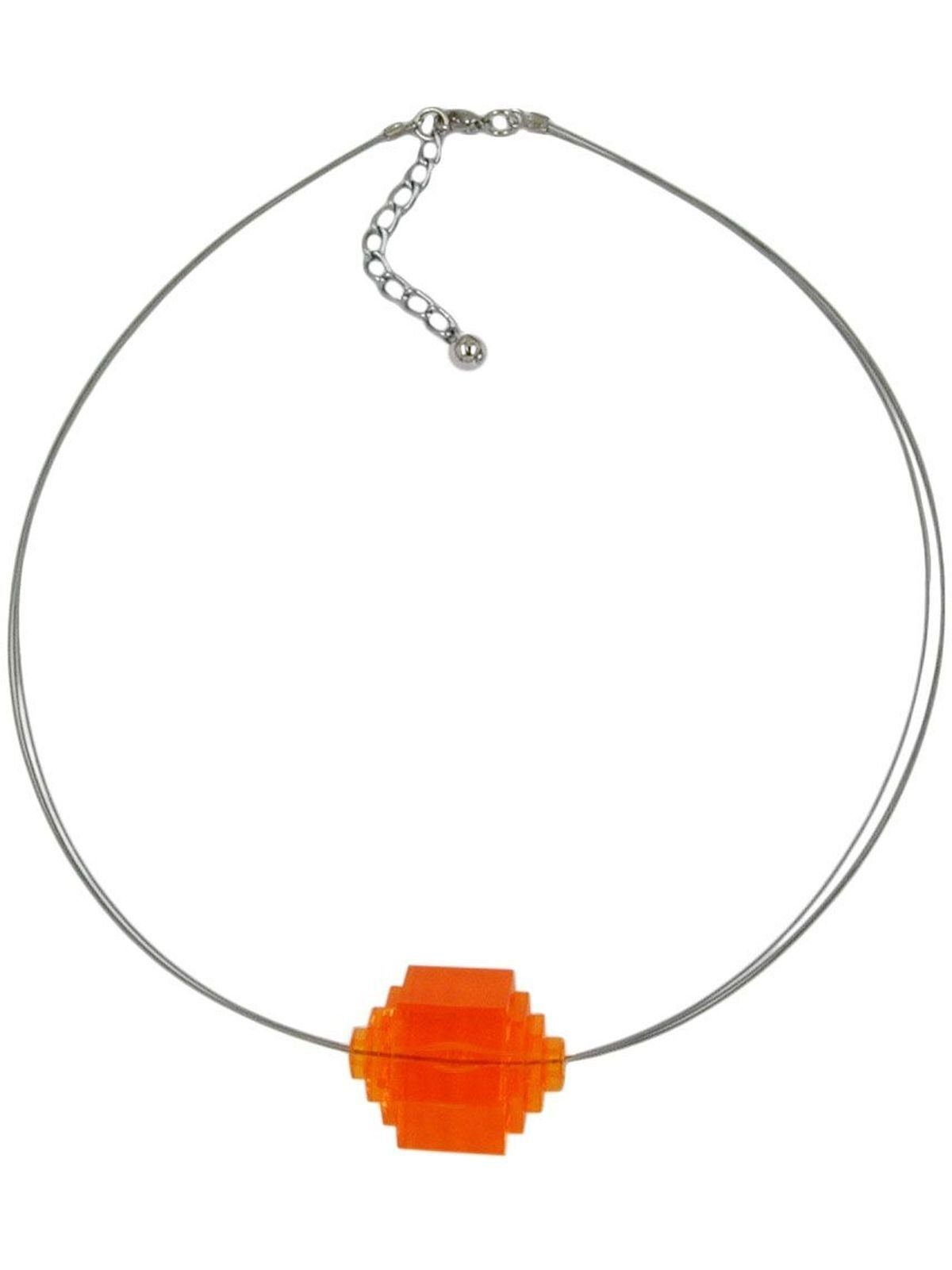 Stufenperle (1-tlg) orange-transparent Perlenkette Gallay Drahtkette Kunststoffperlen 45cm