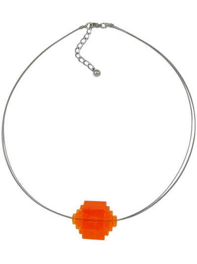 Gallay Perlenkette Drahtkette Stufenperle orange-transparent Kunststoffperlen 45cm (1-tlg)