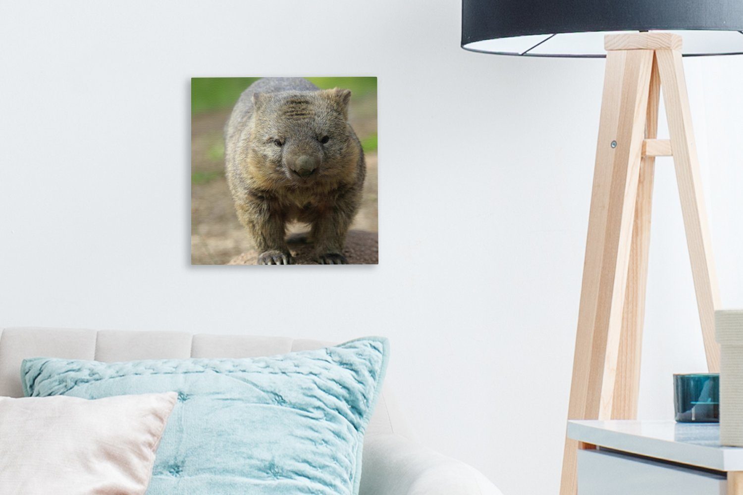 Bilder einer auf Ein Wombat Strandbank, Leinwandbild St), (1 OneMillionCanvasses® Schlafzimmer Leinwand für Wohnzimmer