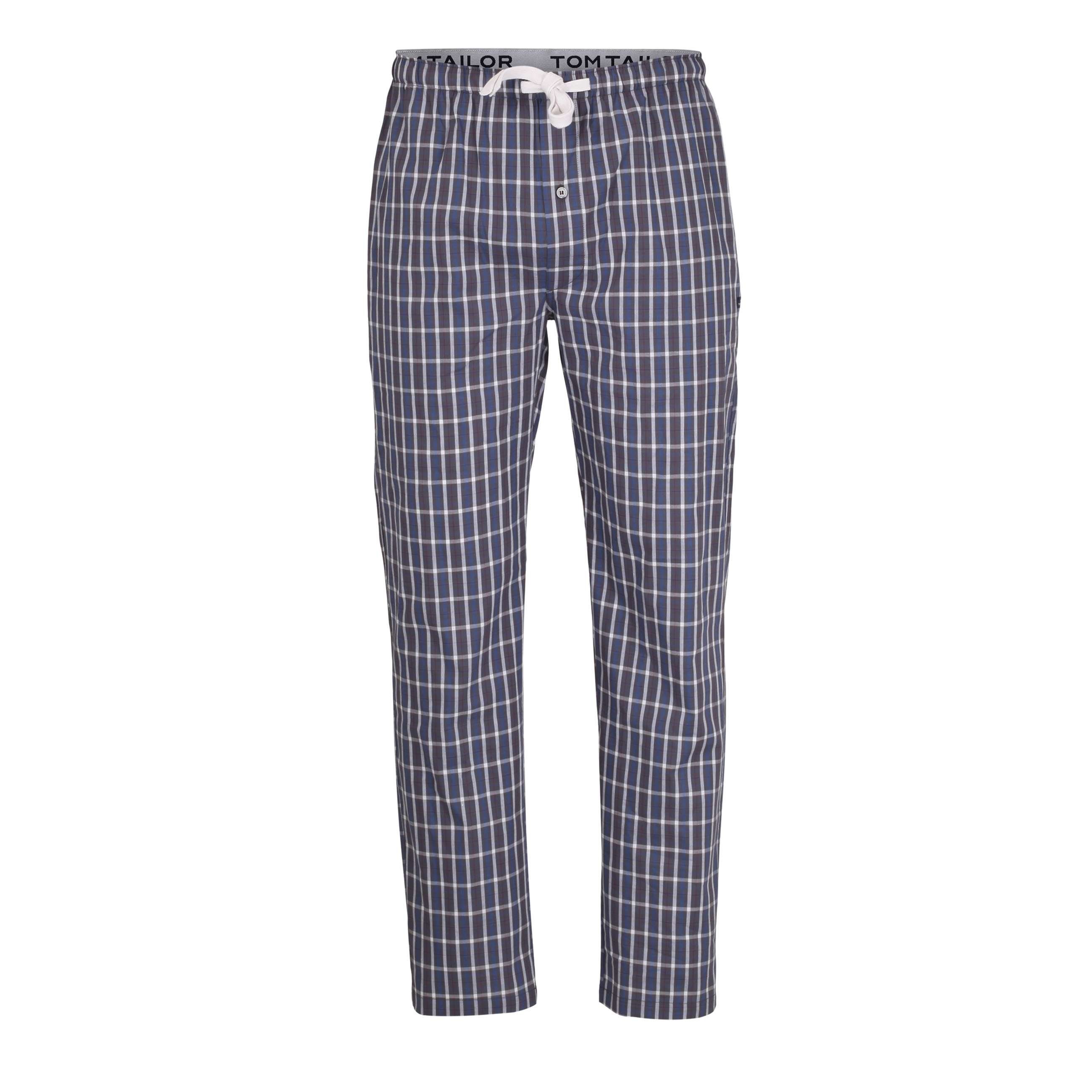 TOM TAILOR Schlafhose (1-tlg) TOM TAILOR Lange-Hose Herren blau-dunkel-Karo blau kariert