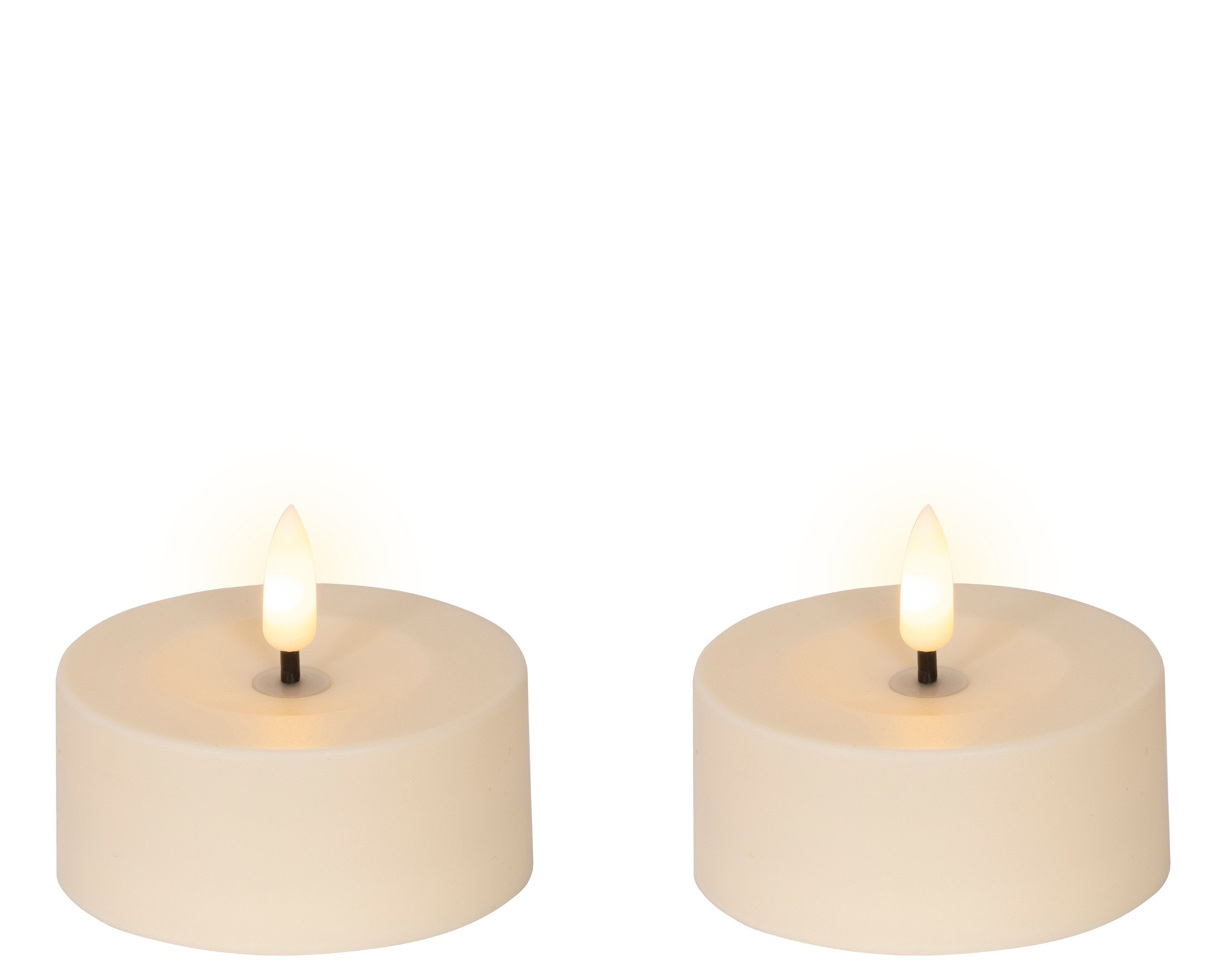 Lumineo LED-Kerze, Solar LED Teelicht Outdoor 7x3,2cm Kunststoff Creme / Warmweiß